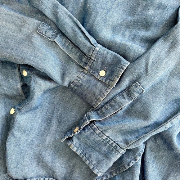 Ann Taylor Loft Chambray Softened Long Sleeve Button Down Collar Shirt Size S - Picture 10 of 13
